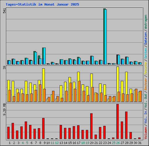 Tages-Statistik im Monat Januar 2025